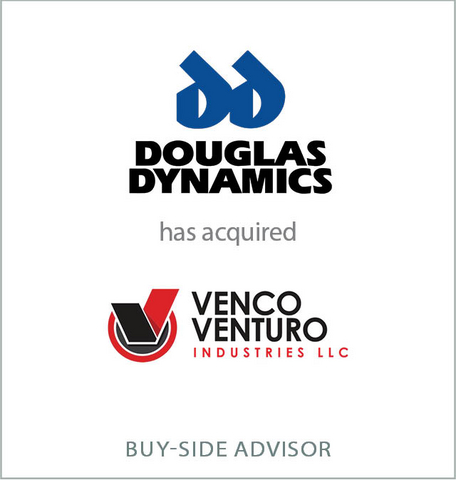 D.A. Davidson announced today that it served as financial advisor to Douglas Dynamics, Inc. (“Douglas Dynamics”) on its purchase of Venco Venturo Industries LLC (“Venco Venturo”). Douglas Dynamics is North America’s premier manufacturer and upfitter of work truck attachments and equipment. Venco Ventro is a highly-regarded provider of truck-mounted cranes and dump hoists.