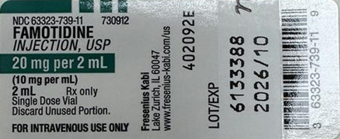 thumbnail Three lots (numbers 6133156, 6133194, 6133388) of Famotidine Injection are being recalled in the U.S. by Fresenius Kabi.