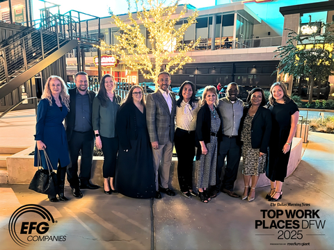 EFG Companies has been named to the 2025 Dallas Morning News Top Workplaces list, reinforcing its position as a leading employer in the N. Texas area.