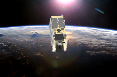 Artist's rendering of GHGSat-C18 satellite in orbit. [Credit: SFL Missions Inc.]