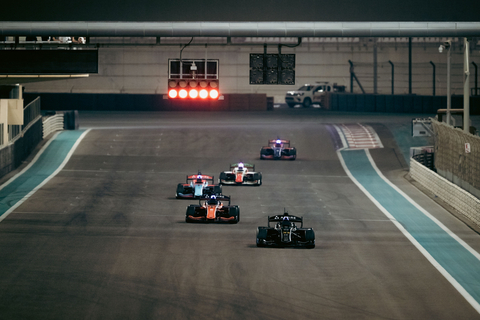 thumbnail EAV-25 autonomous racecars during multicar testing at Yas Marina Circuit ahead of A2RL Season 2 in Abu Dhabi. (Photo: AETOSWire)