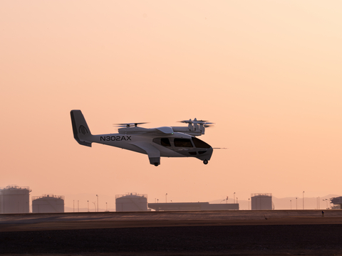 thumbnail Archer's Midnight eVTOL aircraft as it takes off during one of its recent flight tests in the UAE.