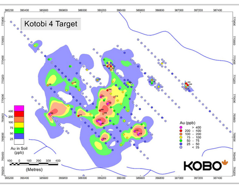 thumbnail Figure 4 : Géochimie du sol à la cible Kotobi 4
