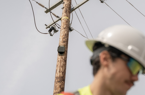 A Gridscope from Gridware affixed to a power pole at the company's applied research complex (ARC) in Richmond, California.