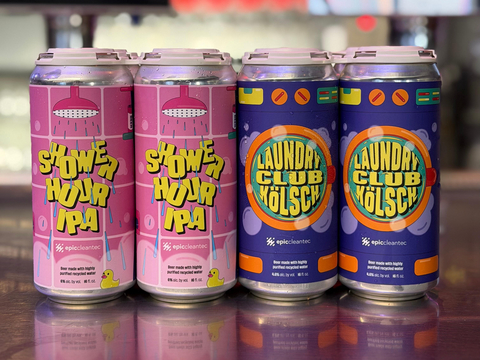 original Shower Hour IPA and Laundry Club Kölsch, Epic’s two beer styles, are category-defining brews made with a uniquely sustainable ingredient: recycled water.