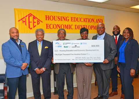 Representatives from five FHLB Dallas member institutions came together to present a $58,500 Partnership Grant Program check to Housing Education and Economic Development Inc. (HEED) to support housing counseling initiatives across Mississippi.