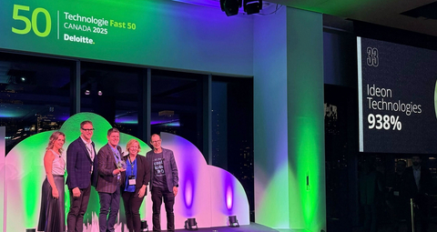 thumbnail Ideon Technologies team celebrating earlier this month when named to the Deloitte Technology Fast 50 list in Canada. Ideon is the 33rd fastest-growing technology company in Canada.