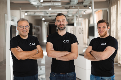 Co-founders of NcodiN: Fabrice Raineri (CSO), Bruno Garbin (CTO), and Francesco Manegatti (CEO).