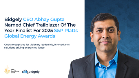Pioneering founder and CEO of Bidgely, Abhay Gupta, is a finalist for 27th Annual Platts Global Energy Awards Chief Trailblazer of the Year, recognized for his profound AI-driven impact on the energy sector.