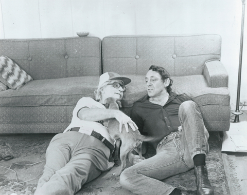 thumbnail Morris Kight (L) pictured with Harvey Milk, the slain LGBTQ+ rights leader (and a canine companion), in an undated photo.