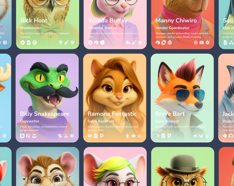 Teammates' endlessly customizable looks and personalities make them feel less like software tools and more like members of the team.