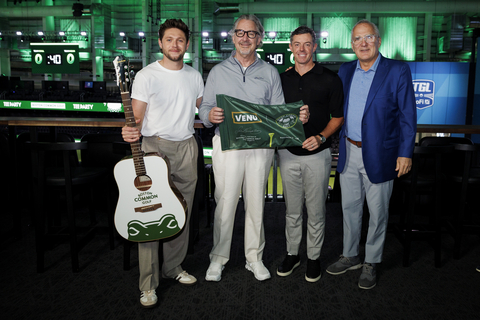Left to right: Niall Horan; J.W. Roth, Founder, Chairman, and CEO of VENU; Rory McIlroy; and Mark Lev, CEO of Boston Common Golf.