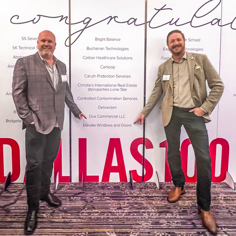 Elevate Windows & Doors co-owners, James Gresham and Jim Robinson, are honored that their company is ranked 55th on the 2025 SMU Cox Dallas 100 list.