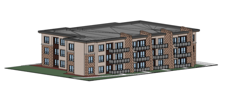 Rendering of Amasa Apartments, a 50-unit affordable housing development in Moab, Utah, built by Ivan Carroll and Developed. By Women., a Salt Lake City-based non-profit and MWBE.