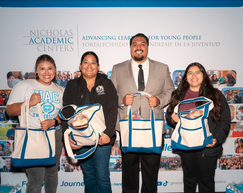Left to Right: Nicholas Academic Centers Director of Programs Jocelyne Serafin, Executive Director Rodolfo Duarte, Santa Ana Councilmember Jessie Lopez, and Santa Ana Unified School District Board Member and NAC Alumni Valerie Magdaleno