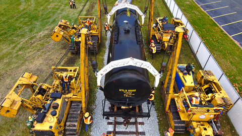 thumbnail Union Tank Car (UTLX) donated this tank car to support hands-on training for the Chicago Fire Department, Calumet City Fire Department, and nearby municipalities. The 61,100-lb rail tank car was transported to the Calumet City Public Safety Training Center.