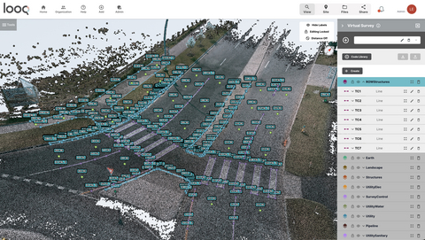 original The Looq Platform's virtual surveying provides a unified, end-to-end workflow, enabling users to efficiently draft, code, and control 3D features while easily exporting clean linework. Image courtesy of Looq AI.