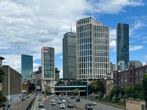 Lyrik stands above the Massachusetts Turnpike, showcasing one of Boston’s most significant air-rights developments in decades.