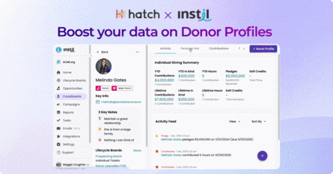 original Relationship Intelligence meets Giving Intelligence: Boost your data on donor profiles instantly with Instil's new Hatch.ai integration. Available for all existing and future partners.