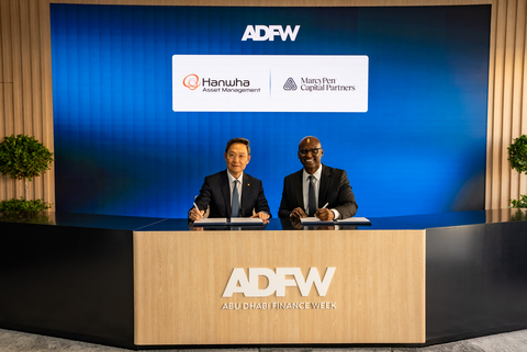 thumbnail The MoU was signed at Abu Dhabi Finance Week (ADFW) 2025 in Abu Dhabi, UAE, the largest financial event in the Middle East, bringing together global financial leaders and investors from around the world. Pictured: Jong-Ho (James) Kim, CEO of Hanwha Asset Management (left), and Robbie Robinson, Managing Partner & CEO of MarcyPen Capital Partners (right).