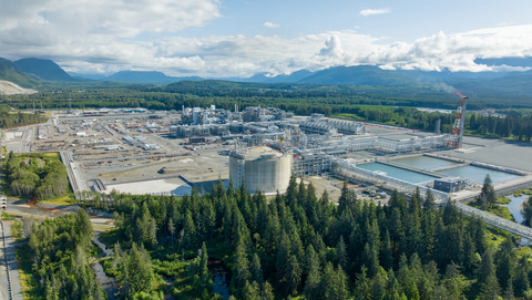 An aerial view of the LNG Canada facility in Kitimat, British Columbia, Canada.