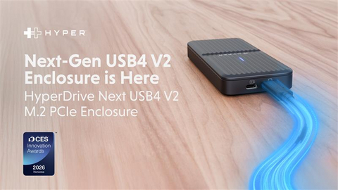 A CES Innovation Awards 2026 Honoree: HyperDrive Next USB4 V2 Enclosure Redefines Modular Storage with 80Gbps Speed and PCIe Gen4 Power.