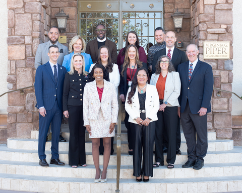 original Virginia G. Piper Charitable Trust 2025 Class of Piper Fellows. Front from left: Latrice Hickman, Jolyana Begay-Kroupa. Middle row: Michael Zirulnik, Debbie Castaldo, Valentina Restrepo-Montoya, Jennifer Caraway, Tracy Leonard-Warner; Piper Trust CEO Steve Zabilski. Back row: Richard Crews, Shonna James, Lloyd Hopkins, Jaclyn Pederson, Nate Rhoton, Eric Spicer.