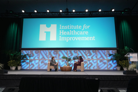 Sylvia Trent-Adams and Maureen Bisognano during the opening keynote of the 2025 IHI Forum.