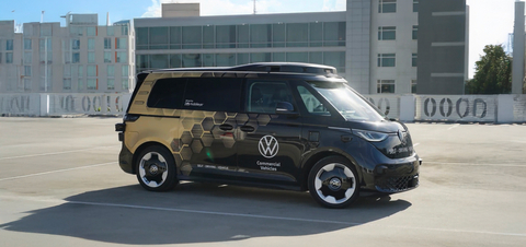 The ID. Buzz AD, with Mobileye Drive™ AV technology, will be deployed as part of a larger shared, on-demand autonomous transport service.