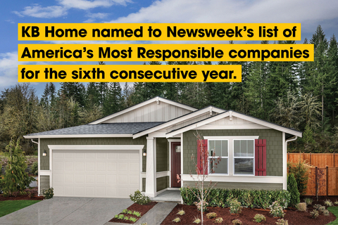original KB Home named to Newsweek's 2026 list of America's most responsible companies.