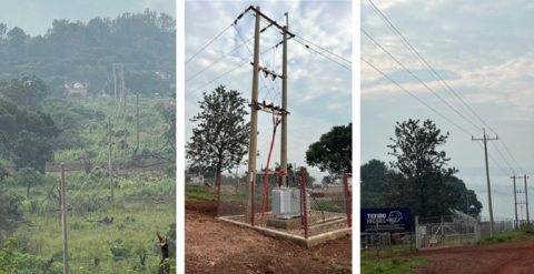 thumbnail Images of the 33-kilovolt power line connecting the Kabanga camp to the regional power grid