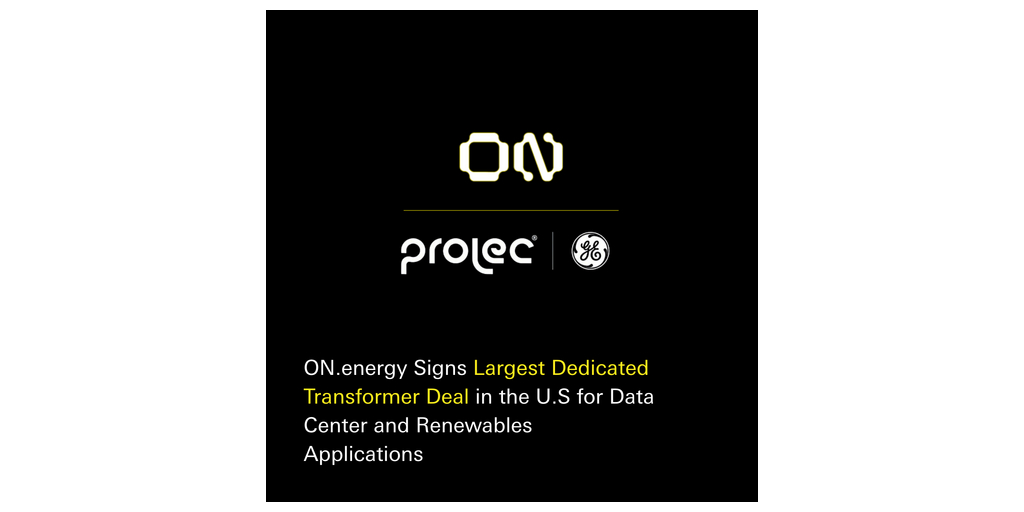 ON.energy firma el mayor acuerdo de transformadores dedicados en los Estados Unidos para aplicaciones de centros de datos y energías renovables