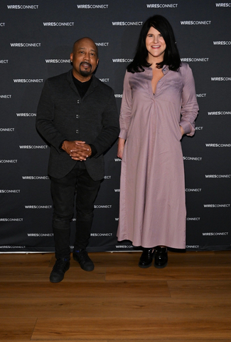 original Daymond John, founder of FUBU and longtime investor on ABC’s Shark Tank, with Kimberly Carney, founder of WiresConnect, at the WiresConnect invite-only conference in New York City on December 10, 2025.