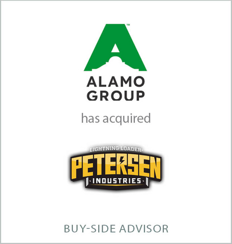 original D.A. Davidson & Co. announced today that it served as exclusive financial advisor to Alamo Group Inc. (“Alamo”) on its purchase of Petersen Industries, Inc. (“Petersen”). Alamo is a leading global manufacturer of high-quality industrial and vegetation management equipment. Petersen is an innovative manufacturer of truck-mounted grapple loader equipment.