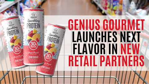 original Genius Gourmet, a leader in innovative functional protein beverages and snacks, today announced the official launch of its newest SKU, Sparkling Protein – Fruit Punch, now available across key retailers including Target, Sam's Club, Meijer, and H-E-B.