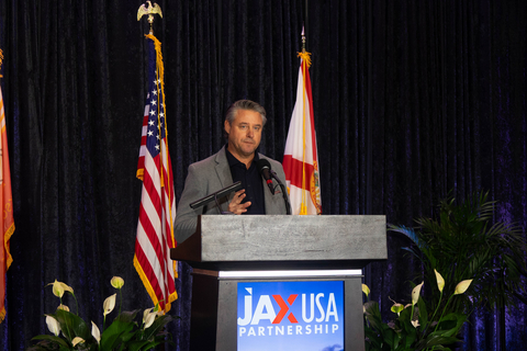 original OnDefend CEO Chris Freedman accepts the 2025 JAXUSA Innovator of the Year Award at the annual JAXUSA awards banquet at the Florida Blue Conference Center in Jacksonville, Florida. The award recognizes OnDefend’s leadership and innovation in cybersecurity.