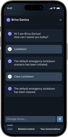 original Brivo Genius Mobile Agent: Voice-Activated Agentic Mobile Emergency Lockdown for Access Control