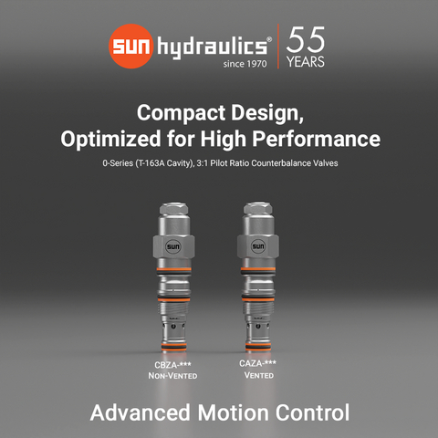 Sun Hydraulics is raising the bar once again with its new 0-Series counterbalance valves—available in model codes CAZA and CBZA.