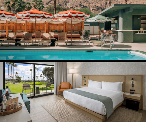 original Royal Sun Palm Springs - Palm Springs, CA (top); Guesthouse Hotel at La Valle - Rancho Santa Fe, CA (bottom)