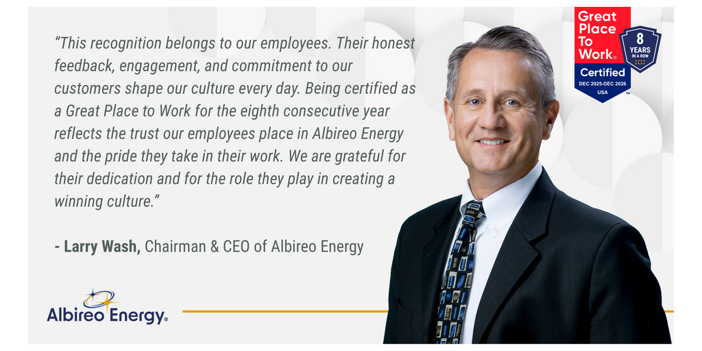 Albireo Energy Earns Great Place To Work Certification™ for Eighth