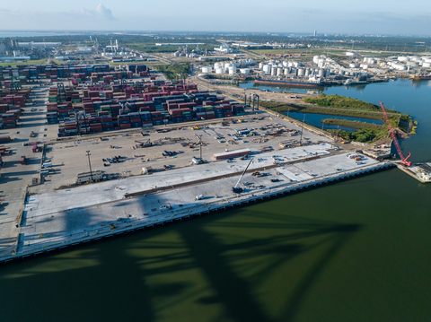 original Aerial view of the completed Wharf 7 at Port Houston’s Bayport Container Terminal.