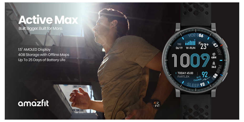 Amazfit presenta Active Max: più grande, più luminoso e sviluppato per garantire massime prestazioni