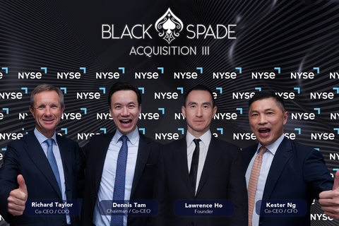 (from the left) Richard Taylor, Co-CEO and COO, Dennis Tam, Chairman and Co-CEO, Lawrence Ho, Founder of Black Spade Capital Limited, Kester Ng, Co-CEO and CFO