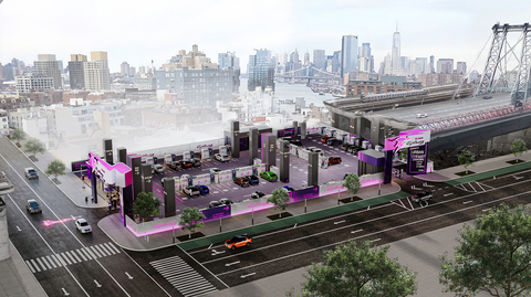original Renderings of XCharge NA and Eplug's upcoming battery-backed EV charging depot in Williamsburg, Brooklyn. Source: DREAM GREEN DESIGN NY