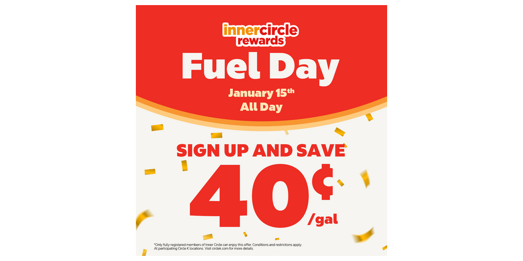 Circle K Helps Customers Recover from Holiday Spending with 40 Cents off Per Gallon on Jan. 15