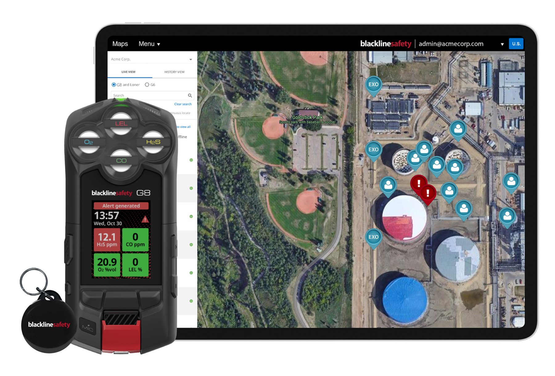 G8 feeds live field data to Blackline Live software for a real-time view of workers and worksites, and all-new TagAssignTM capabilities allow for one-tap device assignment.