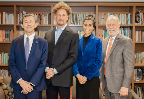 (Left to Right): Baruch College President S. David Wu, Joshua Laterman, a director of the Laterman Family Foundation, Prof. Sarah Valente, director of Baruch’s Wasserman Center for Jewish Studies, and CUNY Chancellor Félix V. Matos Rodríguez.