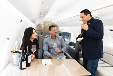 Magellan Jets in-flight wine tasting with former French Laundry Head Sommelier, Jesse Rodriguez; one of the many experiences that are a part of Magellan Jets Journeys.