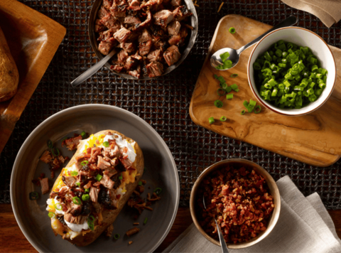Dickey's Giant, Pit-Smoked Loaded Baker topped with Slow-Smoked Brisket