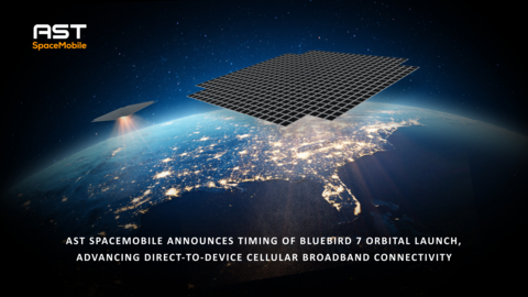 AST SpaceMobile Announces Timing of BlueBird 7 Orbital Launch, Advancing Direct-to-Device Cellular Broadband Connectivity